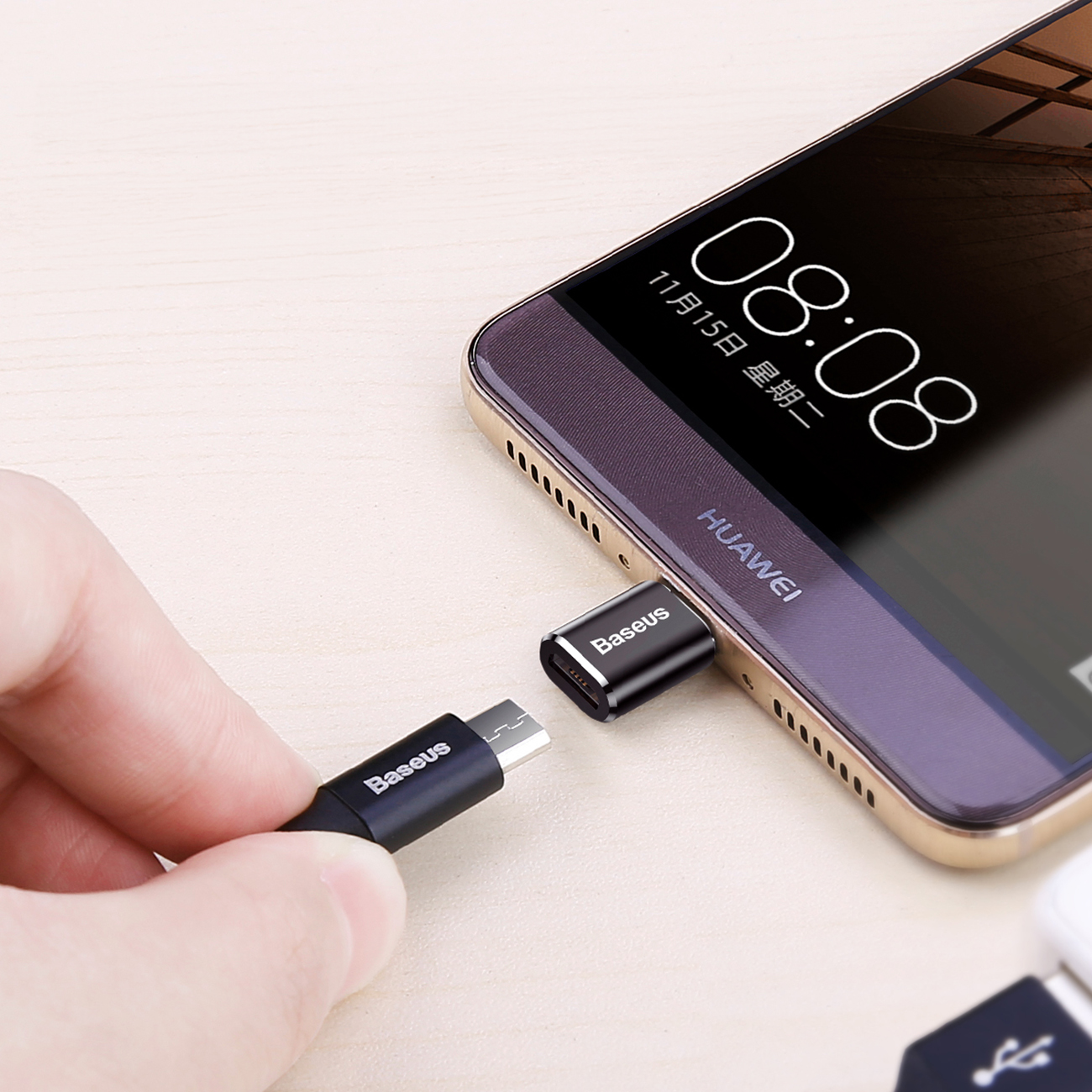Adapter Mini przejściówka z micro USB na USB-C - czarny (9)