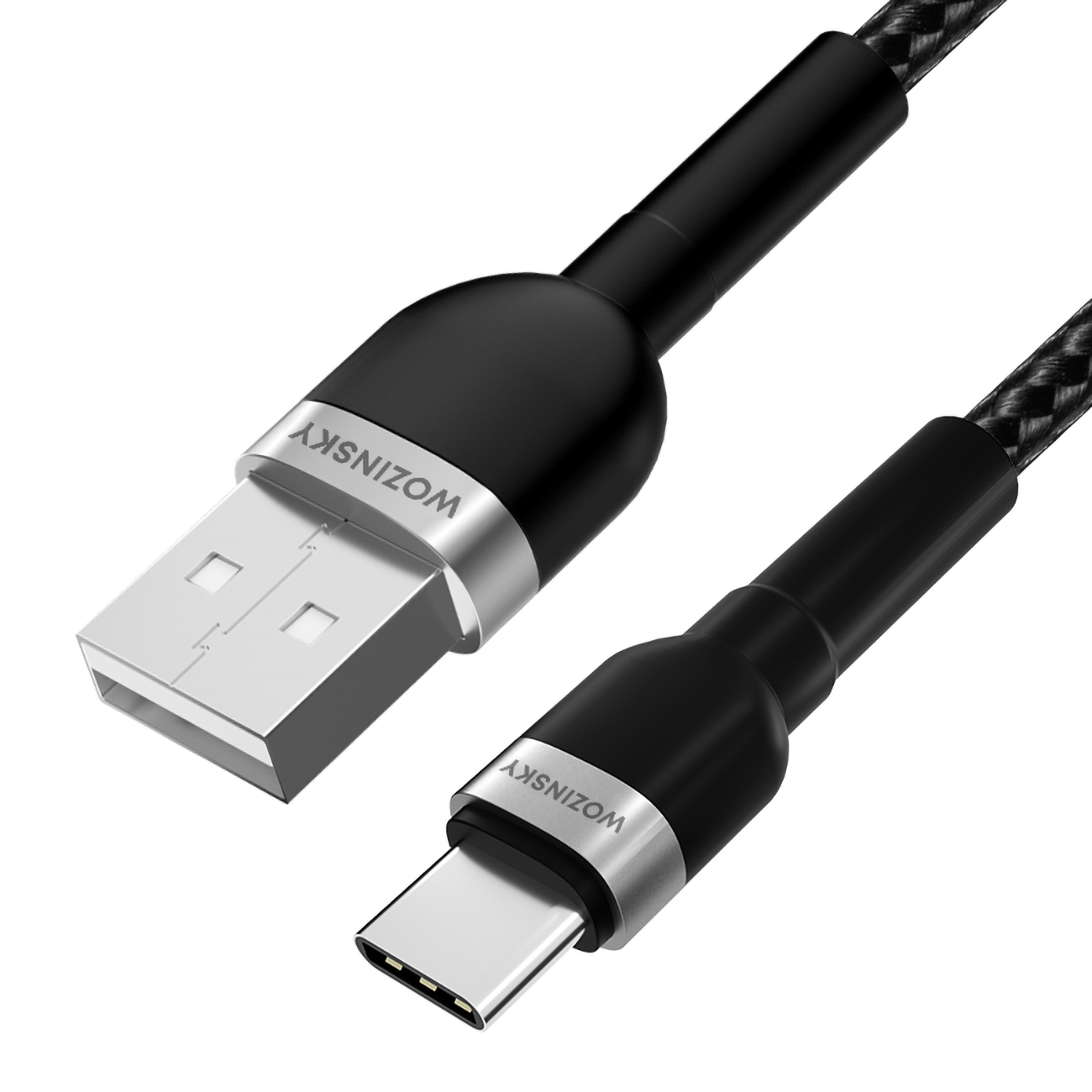 Kabel przewód w oplocie USB-A - USB-C 2.4A 1m czarny (3)