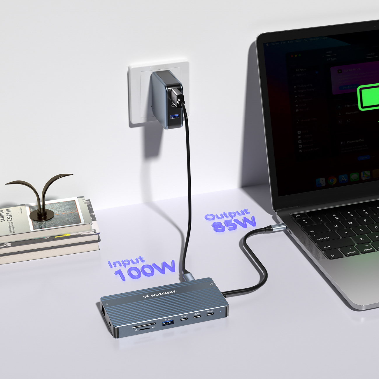 14w1 HUB do 3 monitorów USB-A USB-C DisplayPort HDMI RJ45 SD TF mini jack - szary (6)