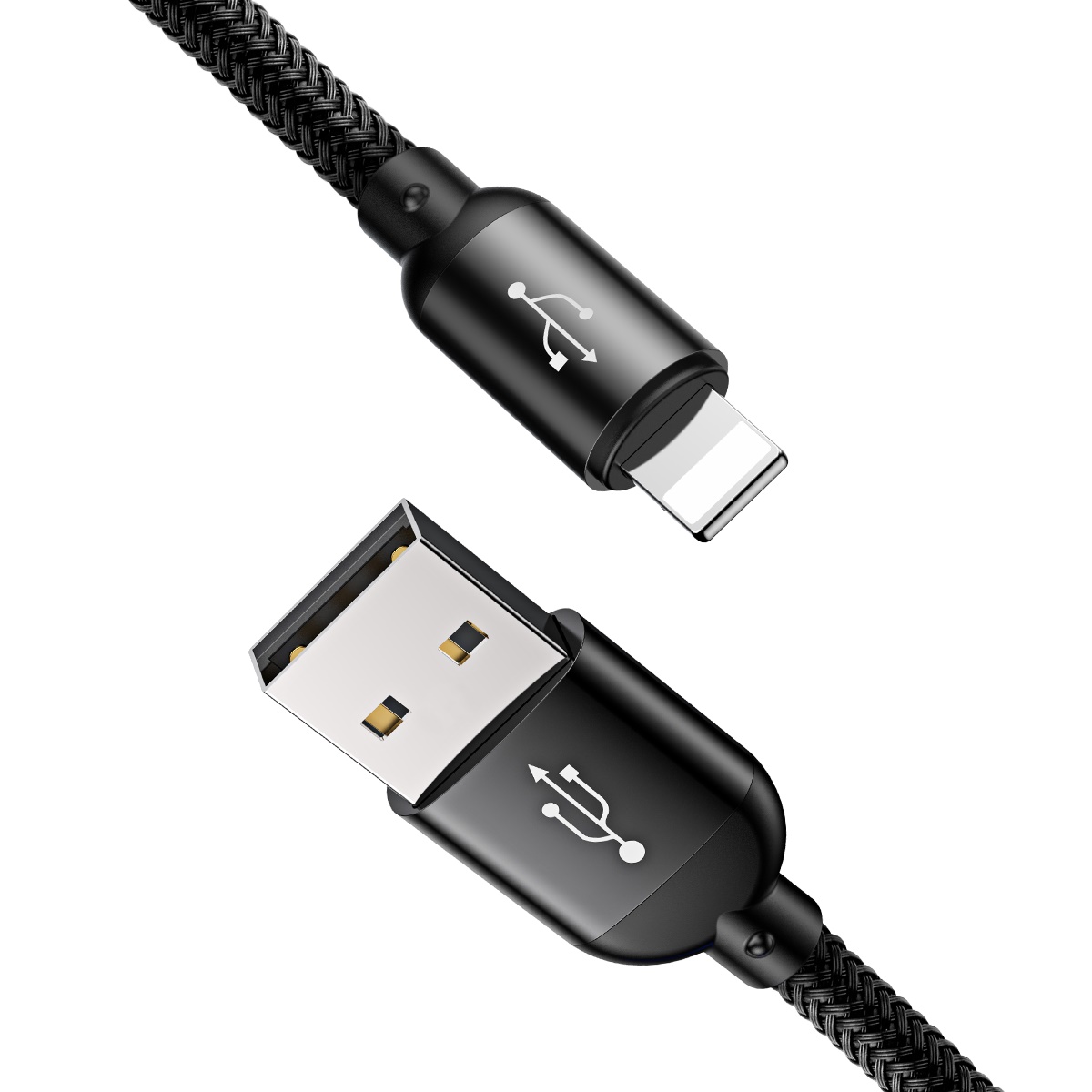 3w1 Kabel przewód USB-A - micro USB / iPhone Lightning / USB-C 3.5A 0.3m - czarny (4)
