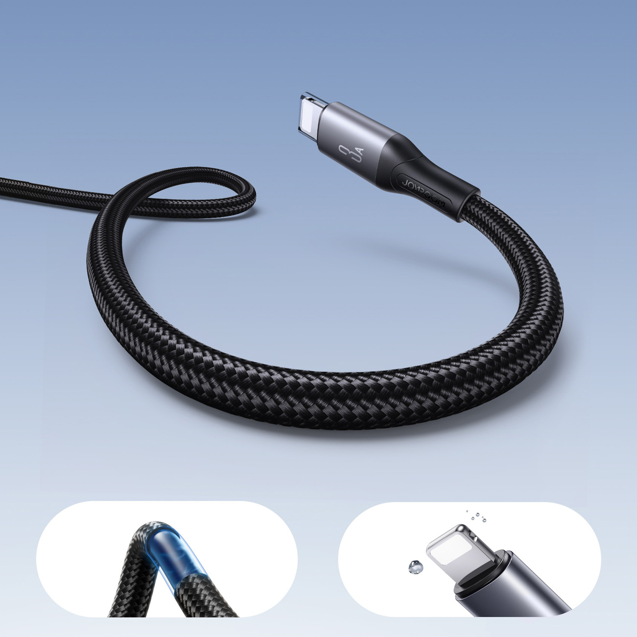Kabel przewód USB-A - iPhone Lightning Flash Series 3A 1m - czarny (7)