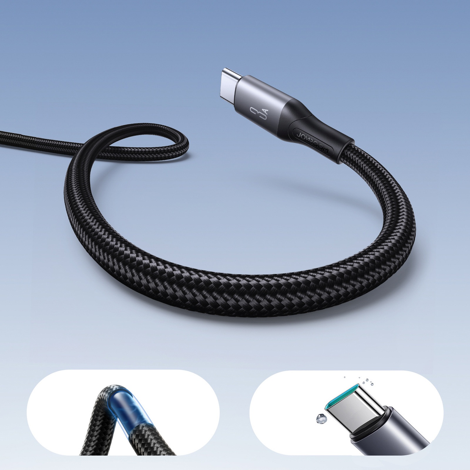 Kabel przewód USB-A - USB-C Flash Series 3A 1m - czarny (7)