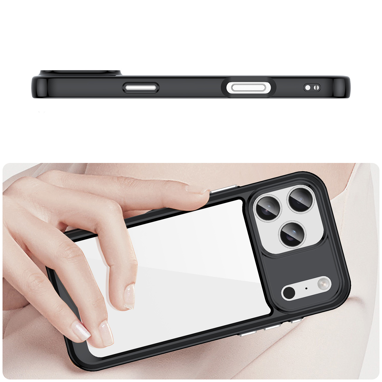 Etui case pokrowiec na iPhone 17 Pro Max Outer Space - czarne przezroczyste (4)