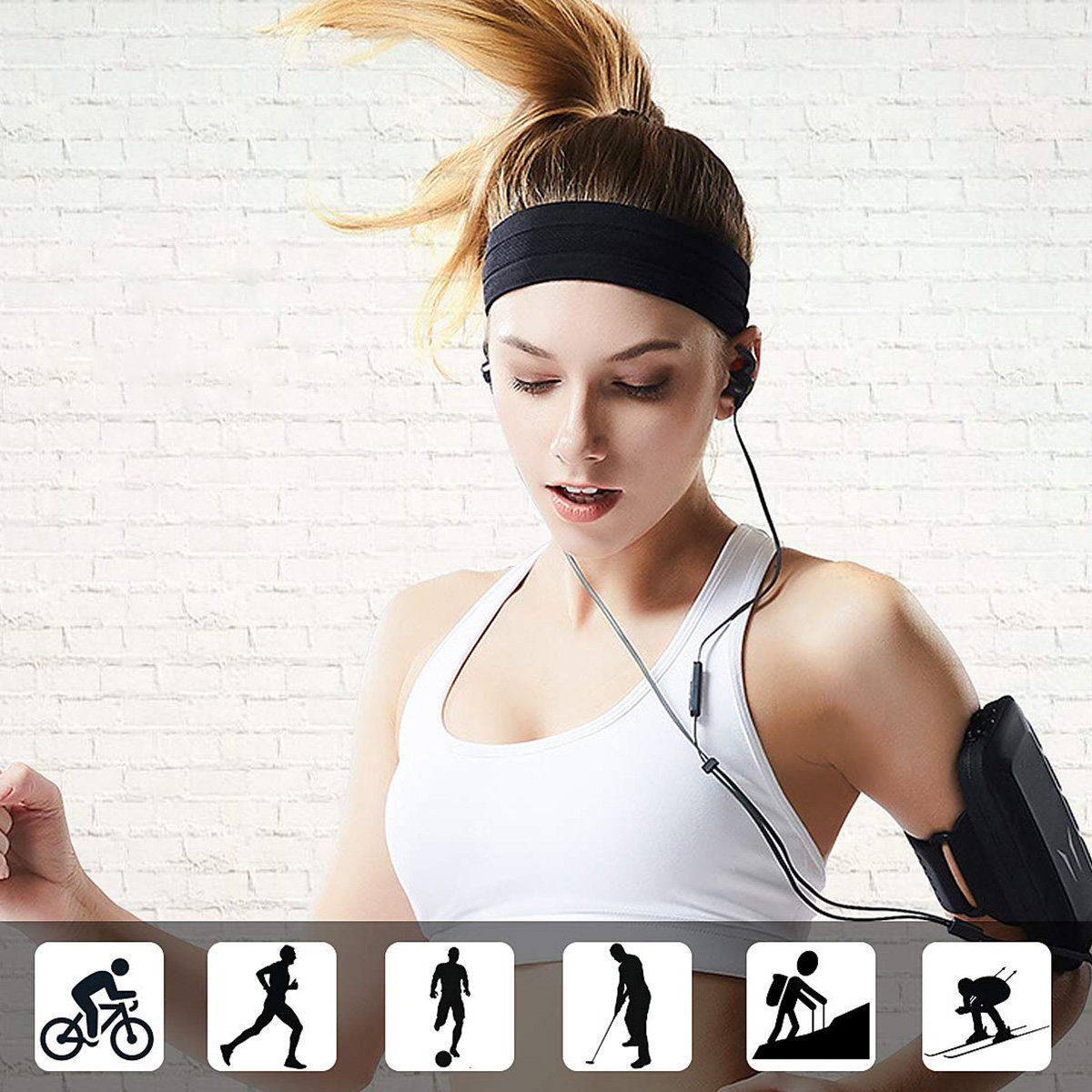 Opaska sportowa na głowę do biegania ćwiczeń fitness pomarańczowa (3)