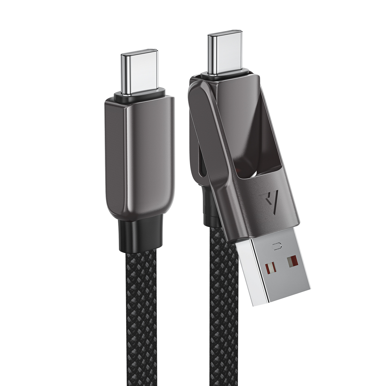 Kabel przewód USB-C - USB-A / USB-C 480Mb/s 3A 1.2m - czarny (4)