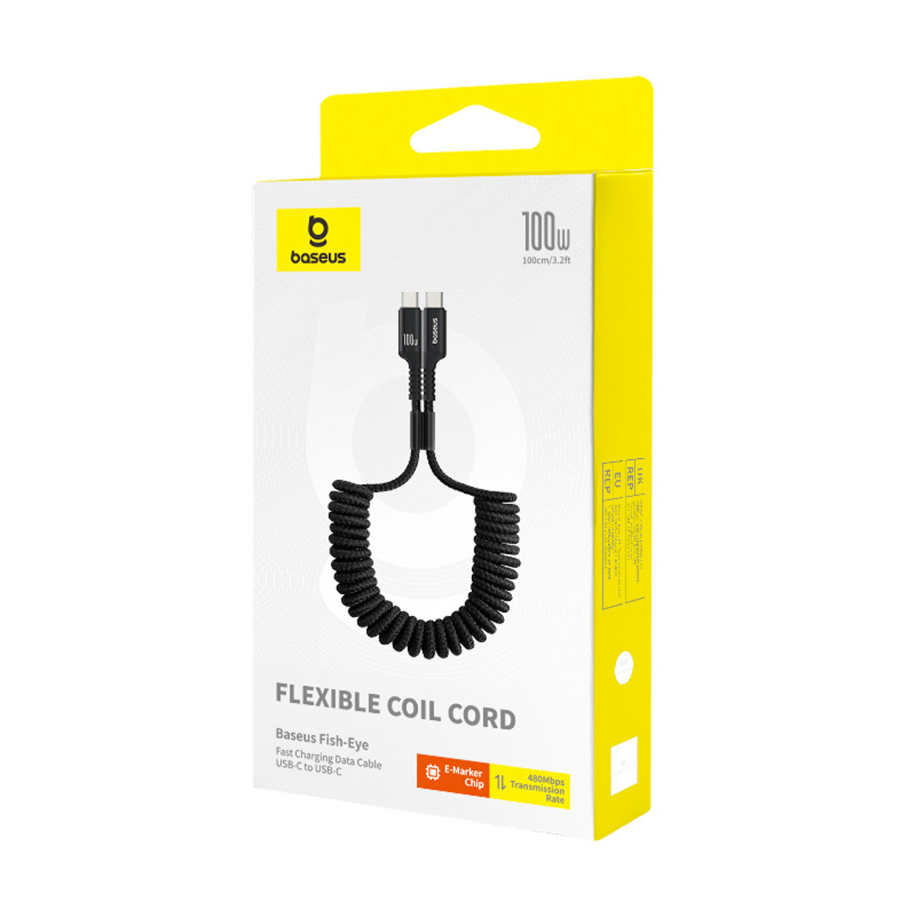 Kabel przewód spiralny USB-C Fish-Eye 100W 1m - czarny (6)