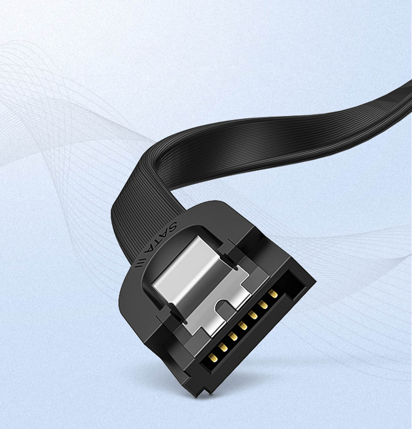 Kabel przewód płaski SATA 1.0-3.0 do 5Gb/s 0.5m - czarny (9)