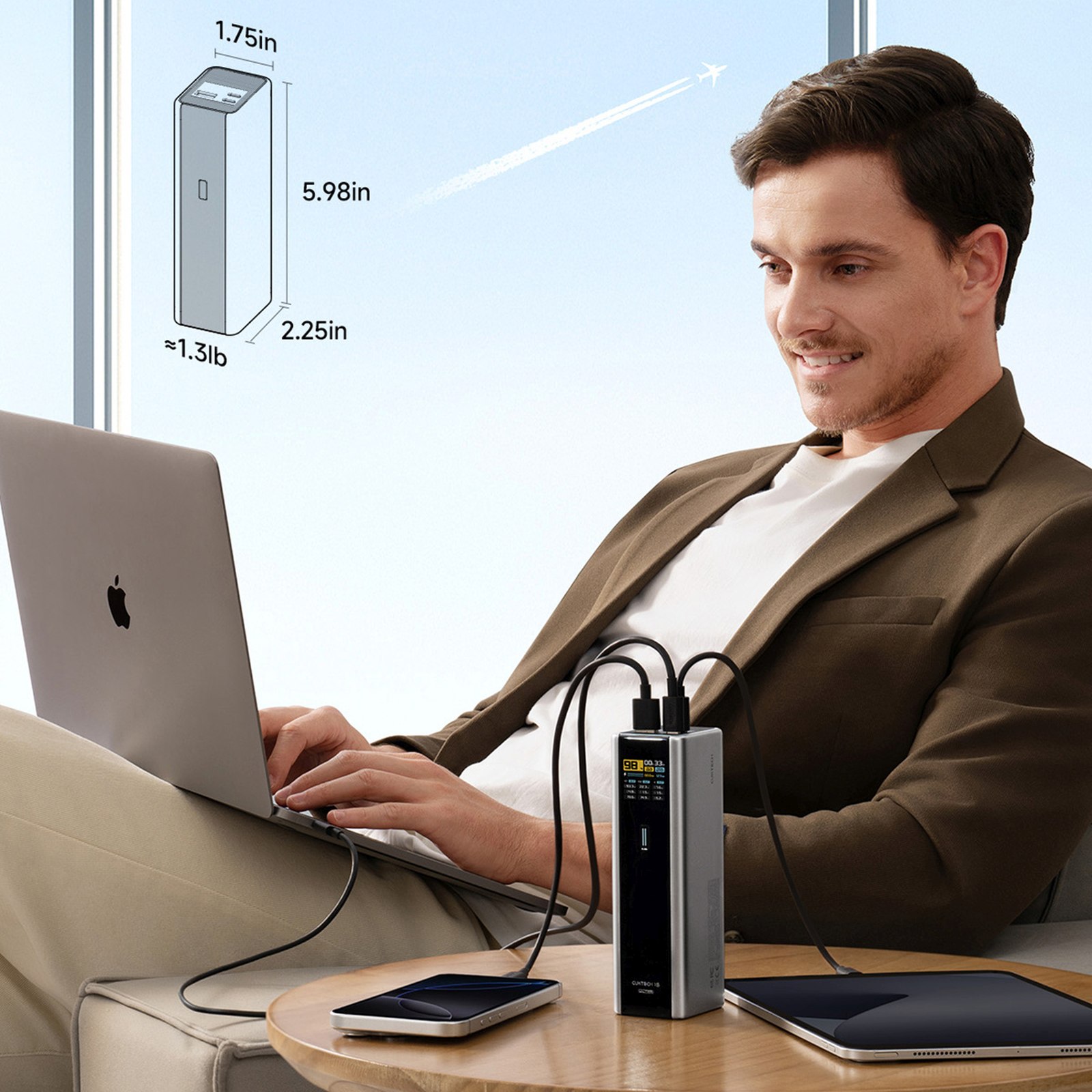 Powerbank 20000mAh USB-C USB-A 210W - szary (6)