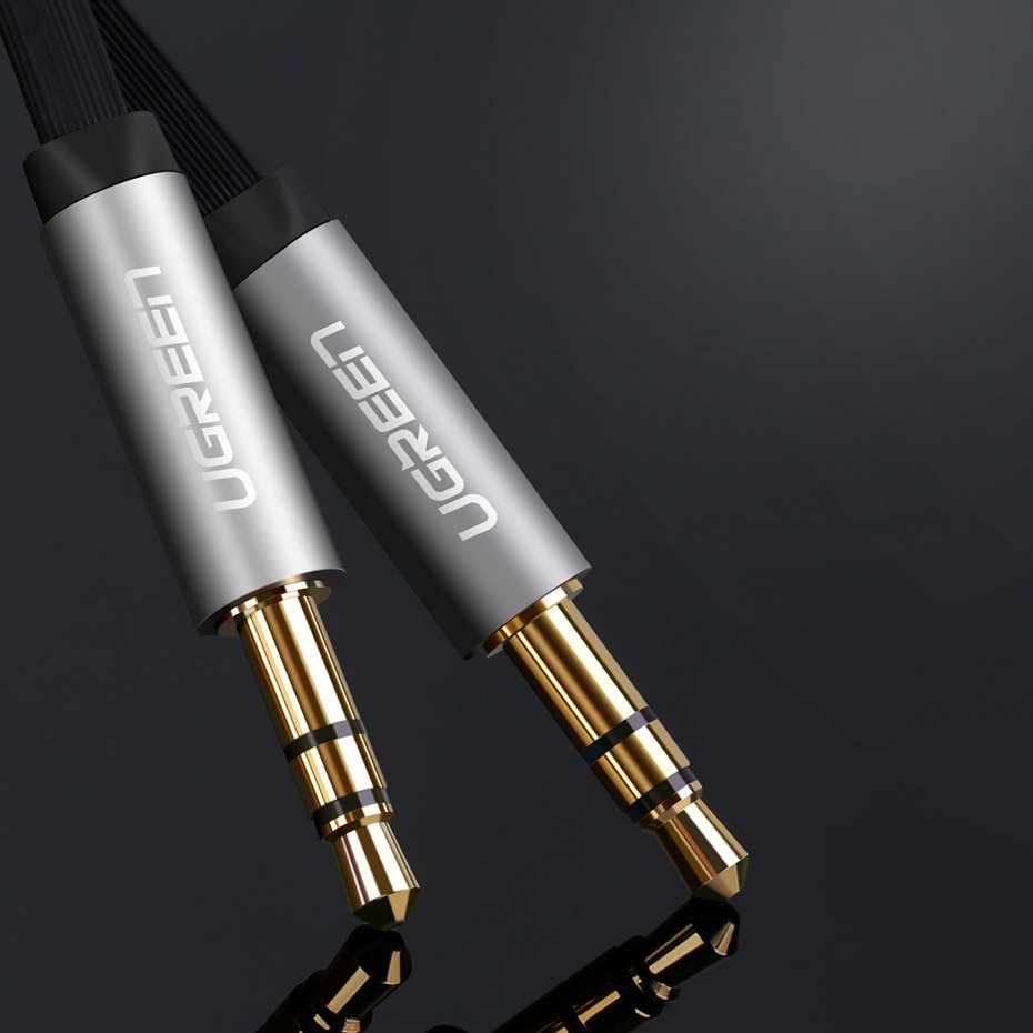 Płaski kabel przewód audio AUX 3.5mm mini jack 2m srebrny (6)