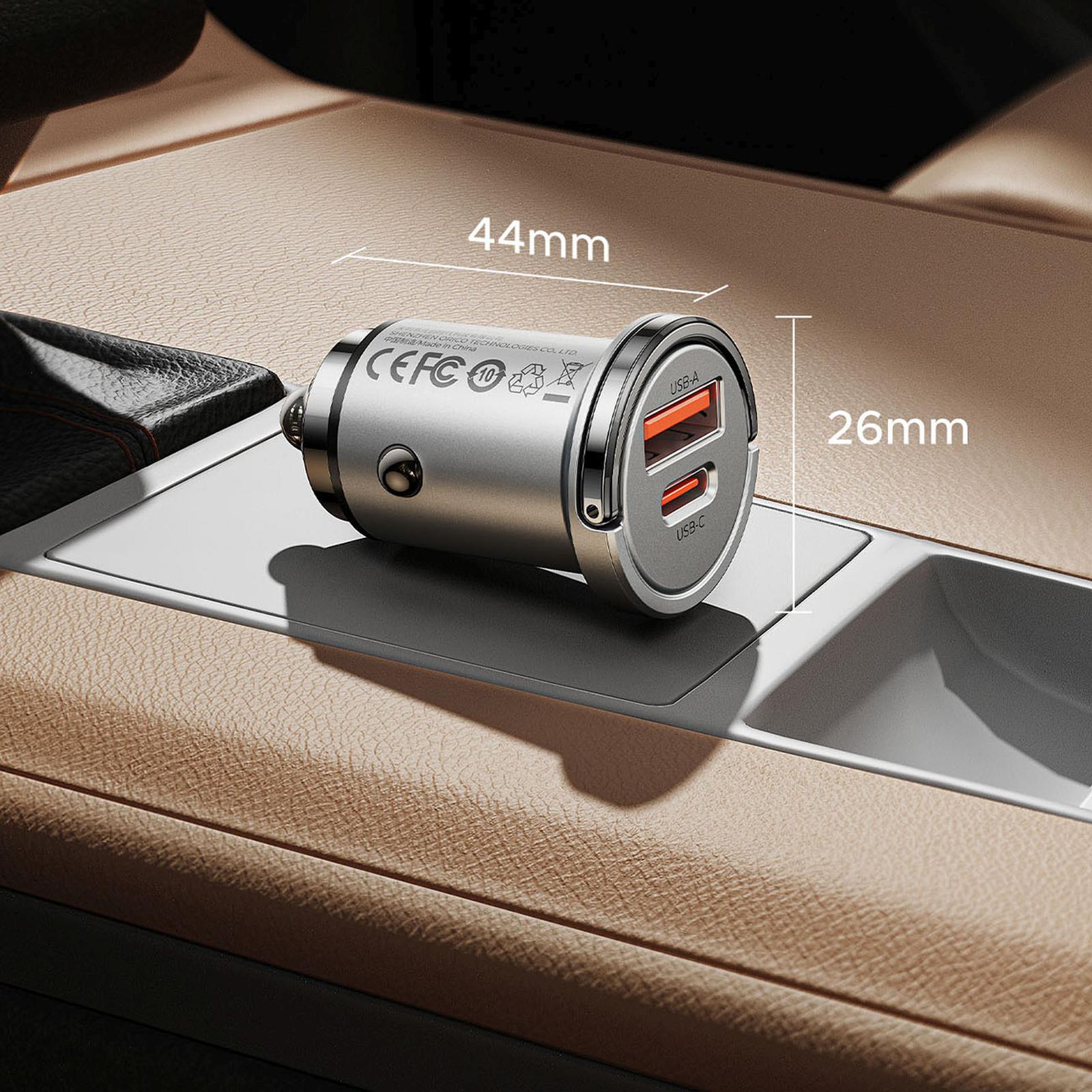 Ładowarka samochodowa USB-A USB-C 45W - srebrna (11)