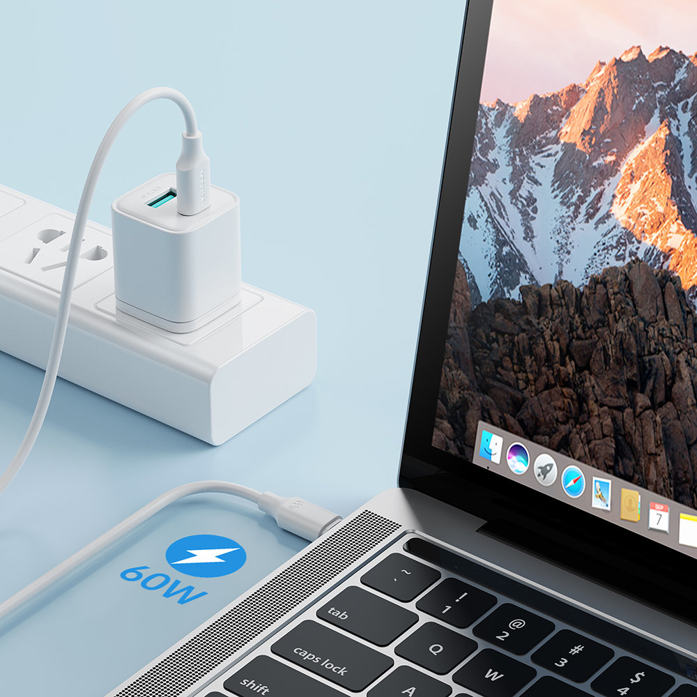 Kabel przewód USB-C - USB-C 480Mb/s 60W 1m biały (6)