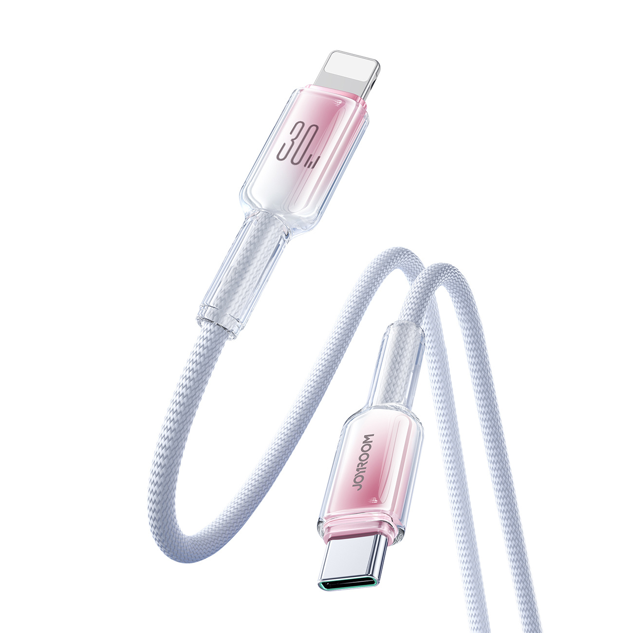 Kabel przewód Crystal-Clear Series 30W USB-C - iPhone Lightning 1.2m - biały (3)