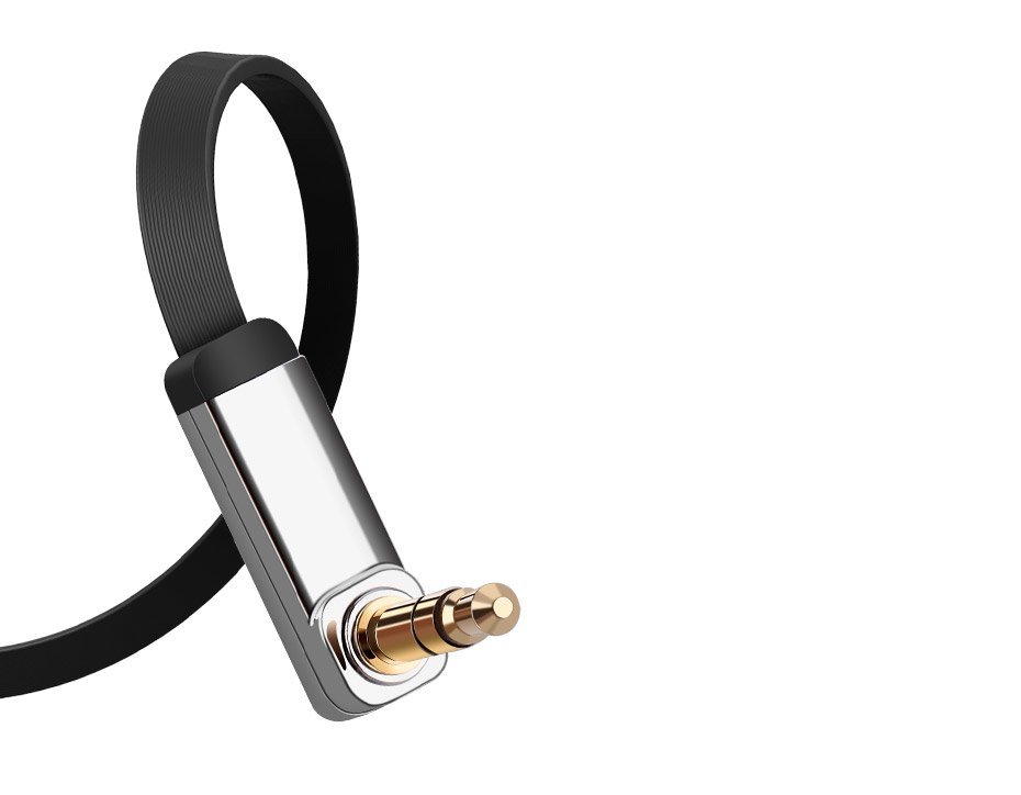 Płaski kabel przewód audio AUX 3.5mm mini jack 2m srebrny (9)