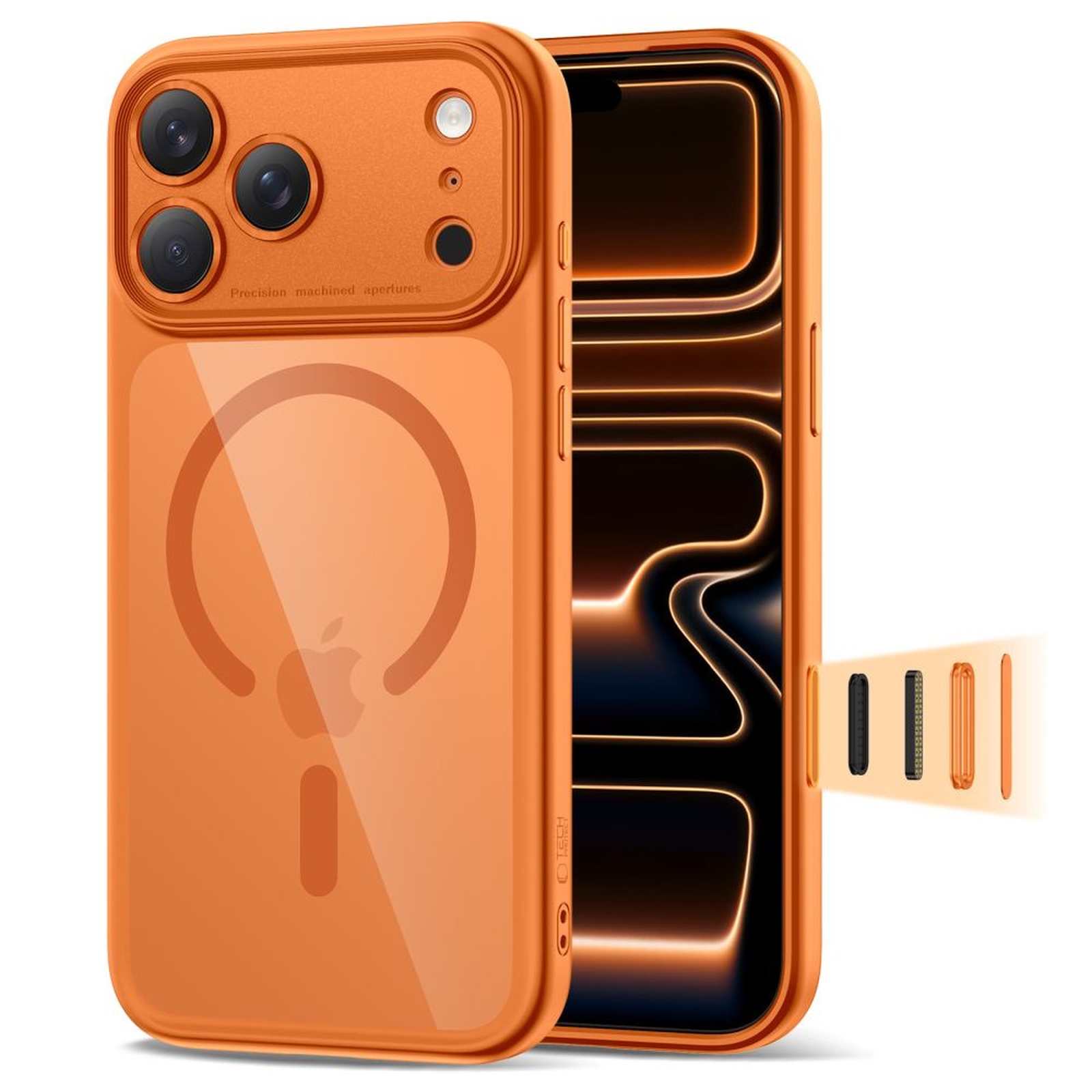 Etui case na iPhone 17 Pro Magpeak Magsafe CC - przezroczysto-pomarańczowe