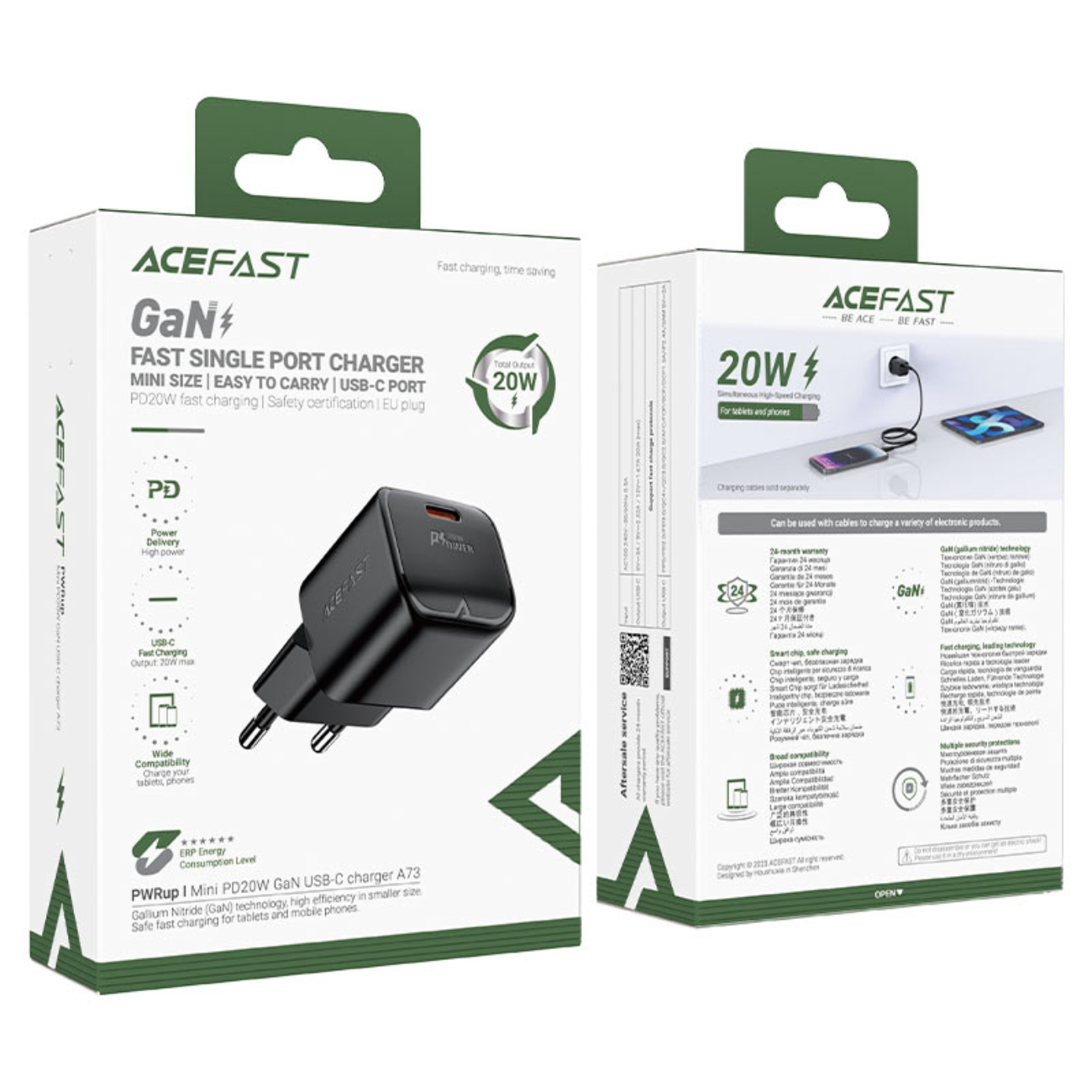 Mini Ładowarka sieciowa GaN PD 20W USB-C czarna (6)