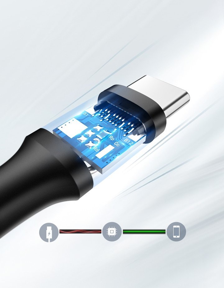 Kabel przewód USB - USB-C 3A 3m czarny (7)