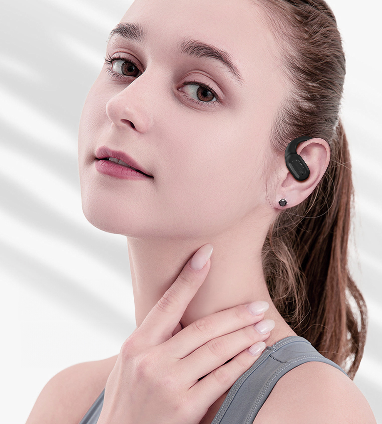 Słuchawki douszne OWS bezprzewodowe TWS Bluetooth 5.3 - czarne (4)