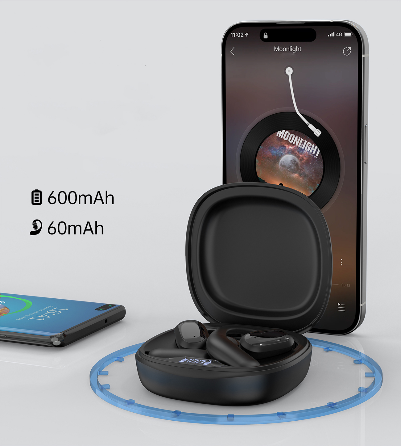 Słuchawki douszne OWS bezprzewodowe TWS Bluetooth 5.3 - czarne (7)