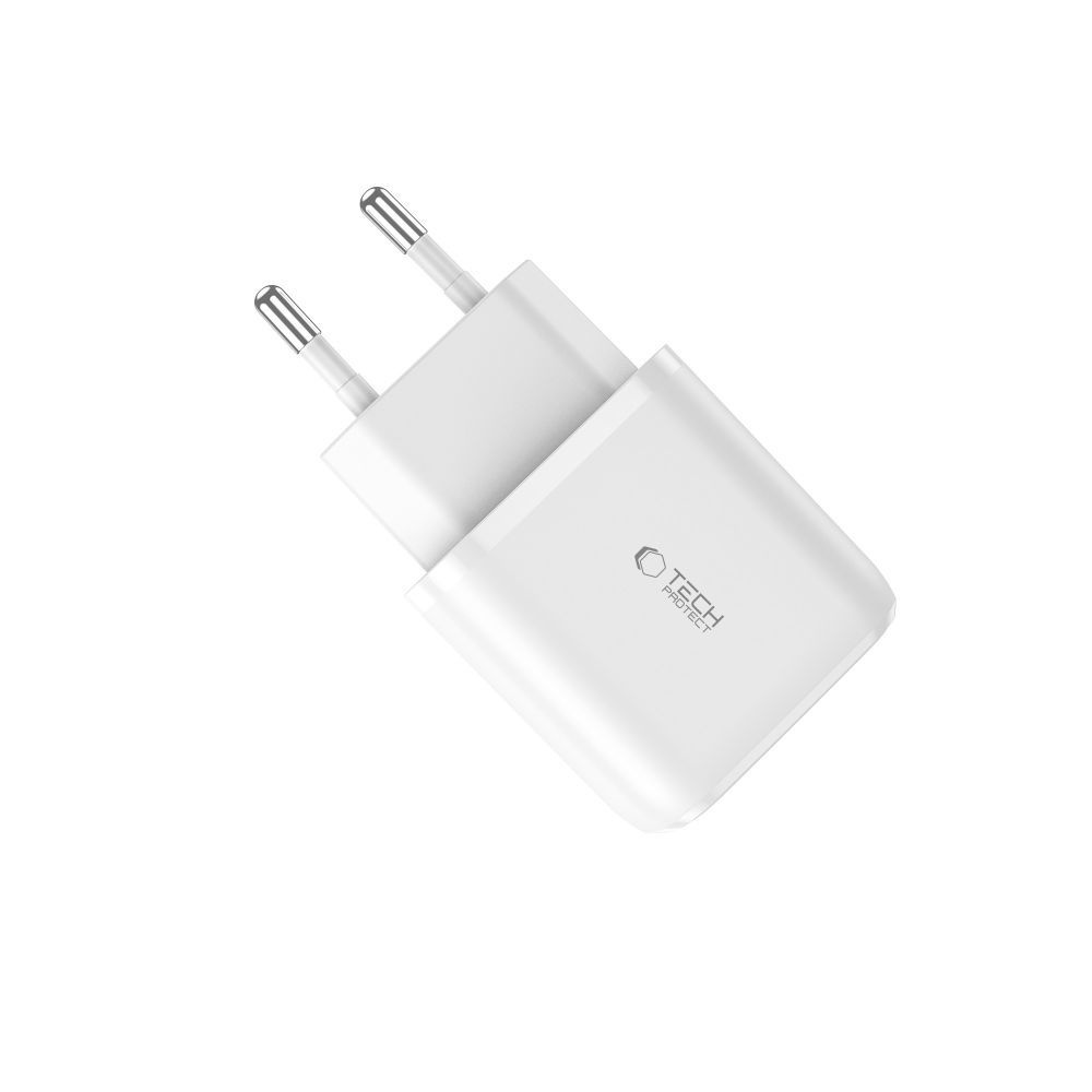 Ładowarka sieciowa C20W USB-A USB-C PD QC 20W - biała (4)