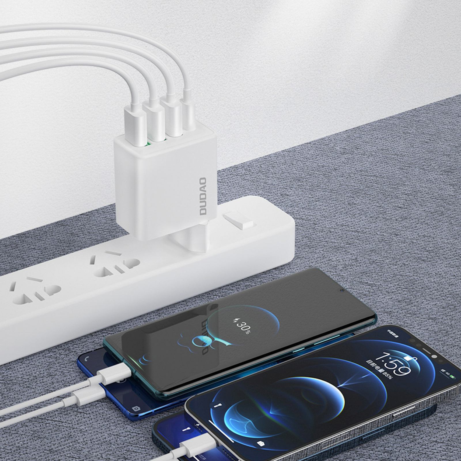 Ładowarka sieciowa USB-A USB-C PD QC 20W - biała (5)