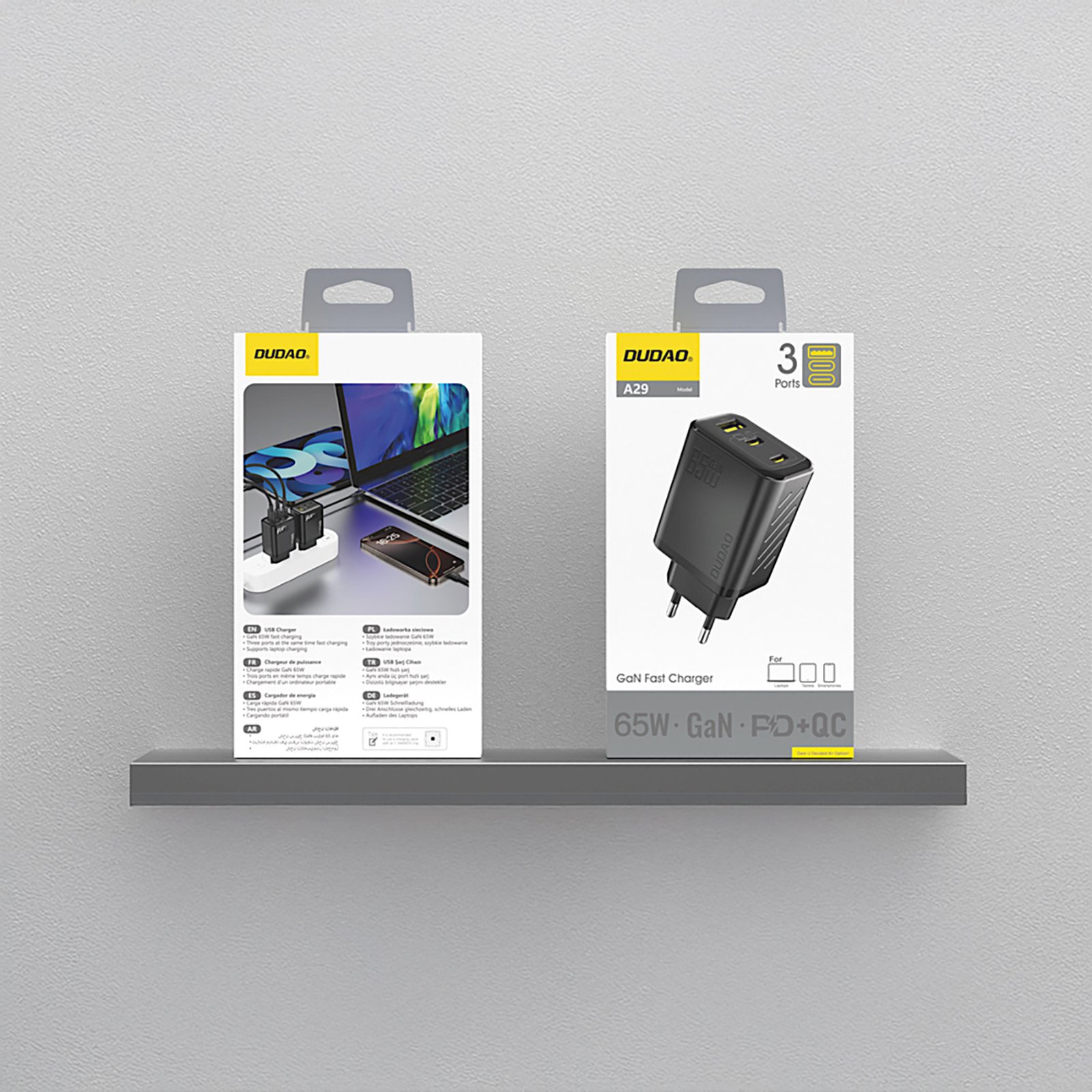 Ładowarka sieciowa A29 GaN USB-C USB-A 65W - czarna (3)