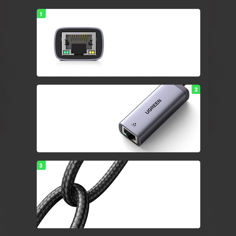 Zewnętrzna karta sieciowa USB Typ C - RJ45 1Gbps (6)