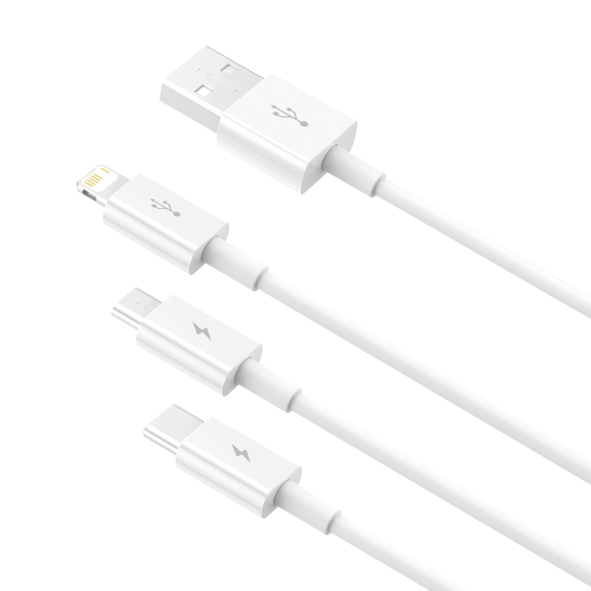 3w1 Kabel przewód Superior Series USB-A - USB-C / iPhone Lightning / micro USB 3.5A 0.5m - biały (4)