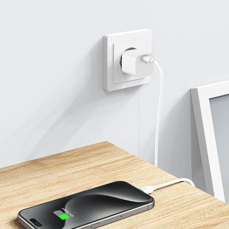 Ładowarka sieciowa 100-240V PD USB-C 20W biała (8)