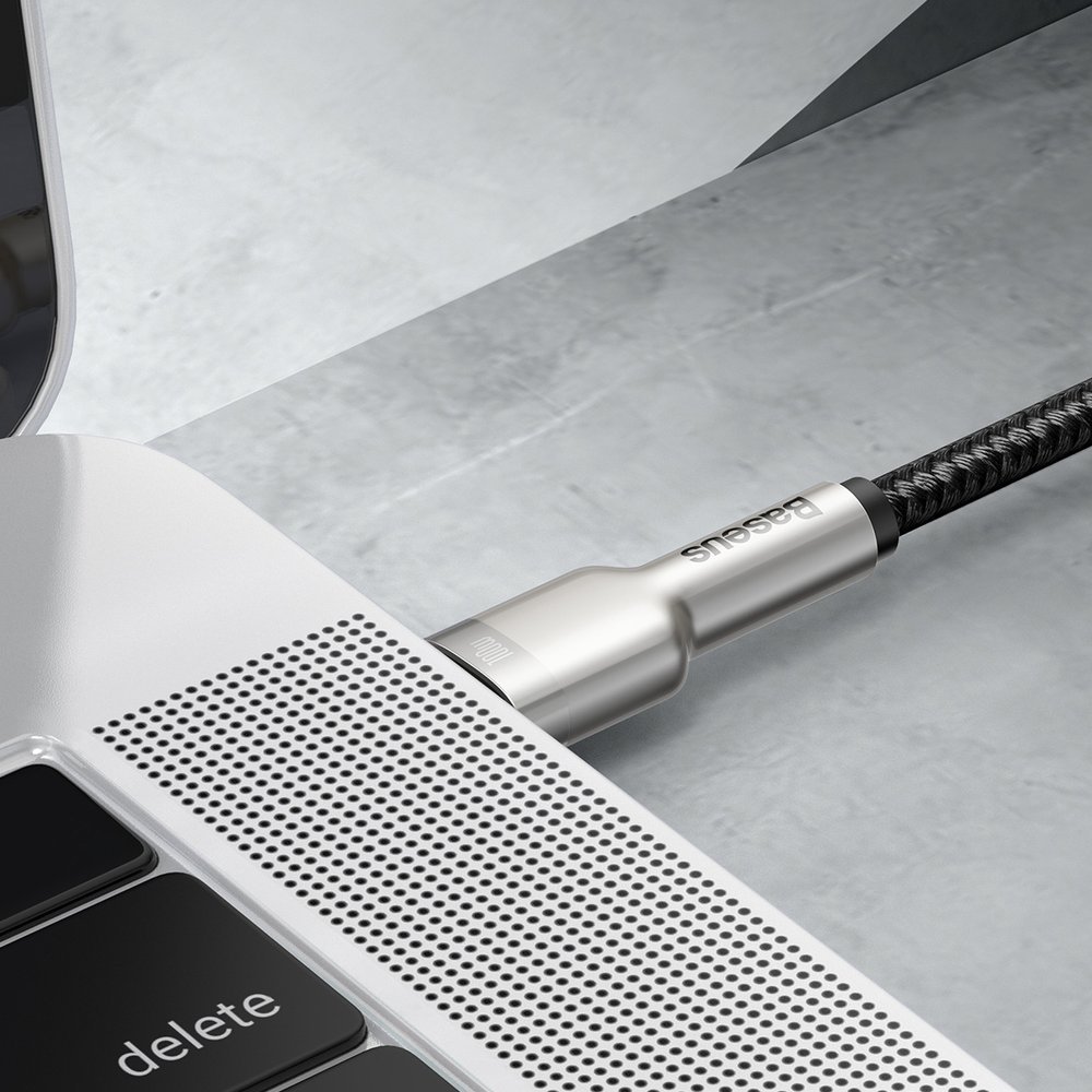 Przewód kabel USB-C - USB-C Cafule Metal Data Power Delivery 100W 2m - czarny (9)