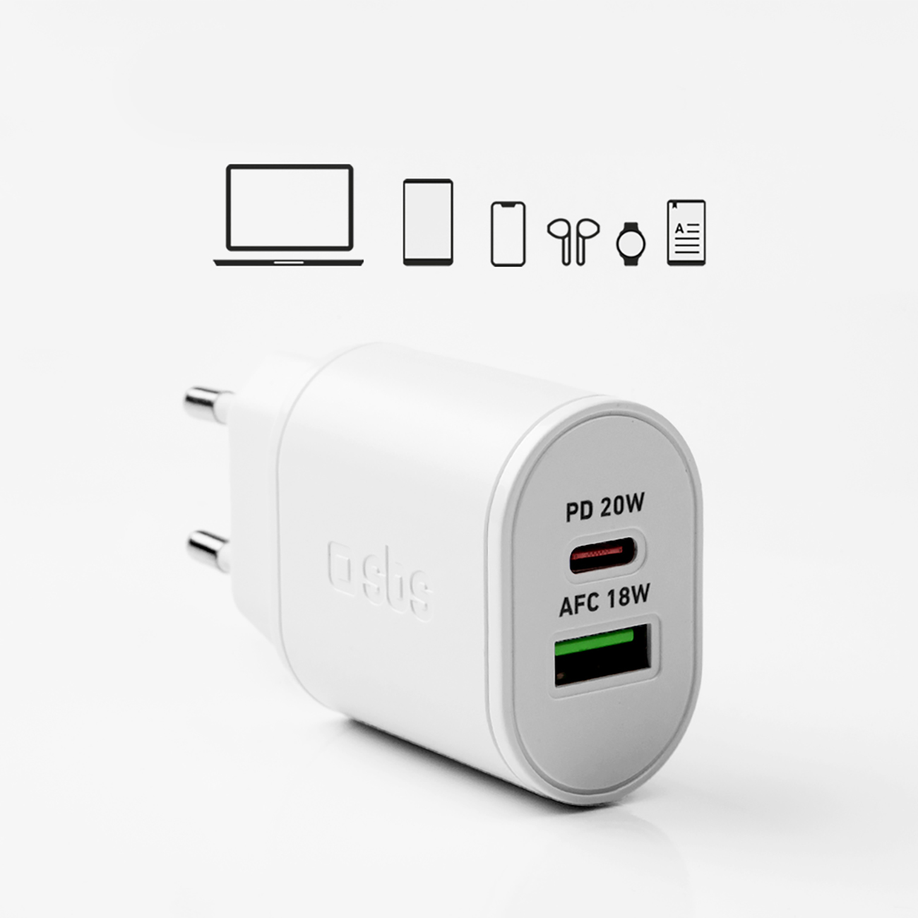 Ładowarka sieciowa Power Delivery USB-A USB-C 20W - biała (10)
