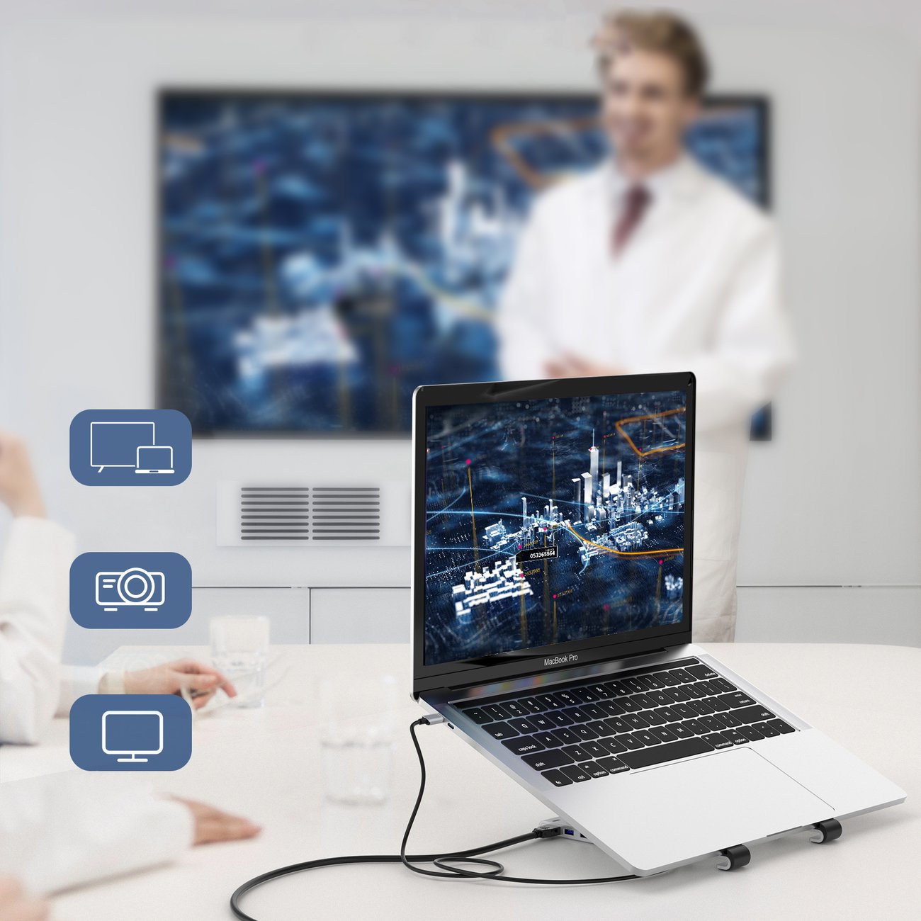 Podstawka stacja do laptopa PD USB-C HDMI 2xUSB-A 1xUSB-C 1xSD 1xTF czarny (8)
