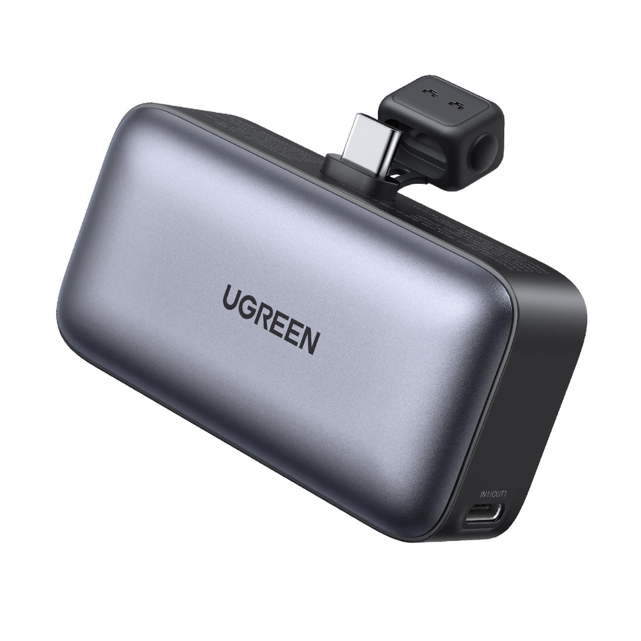 Powerbank 5000mAh zintegrowane złącze USB-C (męski) / USB-C (żeński) - szary
