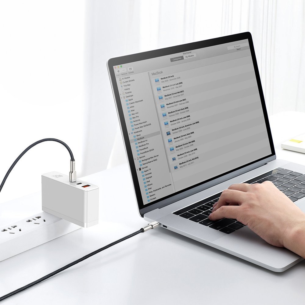 Przewód kabel USB-C - USB-C Cafule Metal Data Power Delivery 100W 2m - czarny (10)