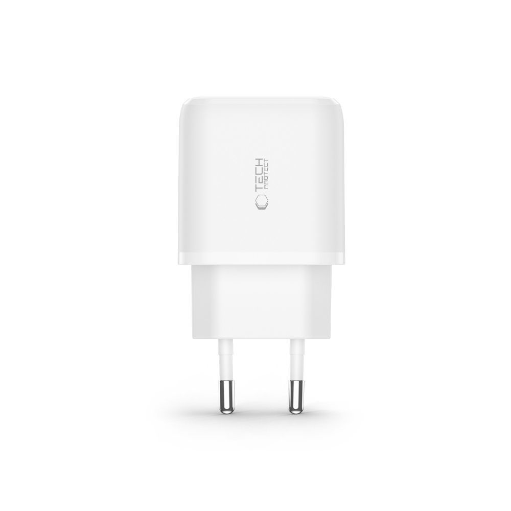 Ładowarka sieciowa C20W USB-A USB-C PD QC 20W - biała (3)