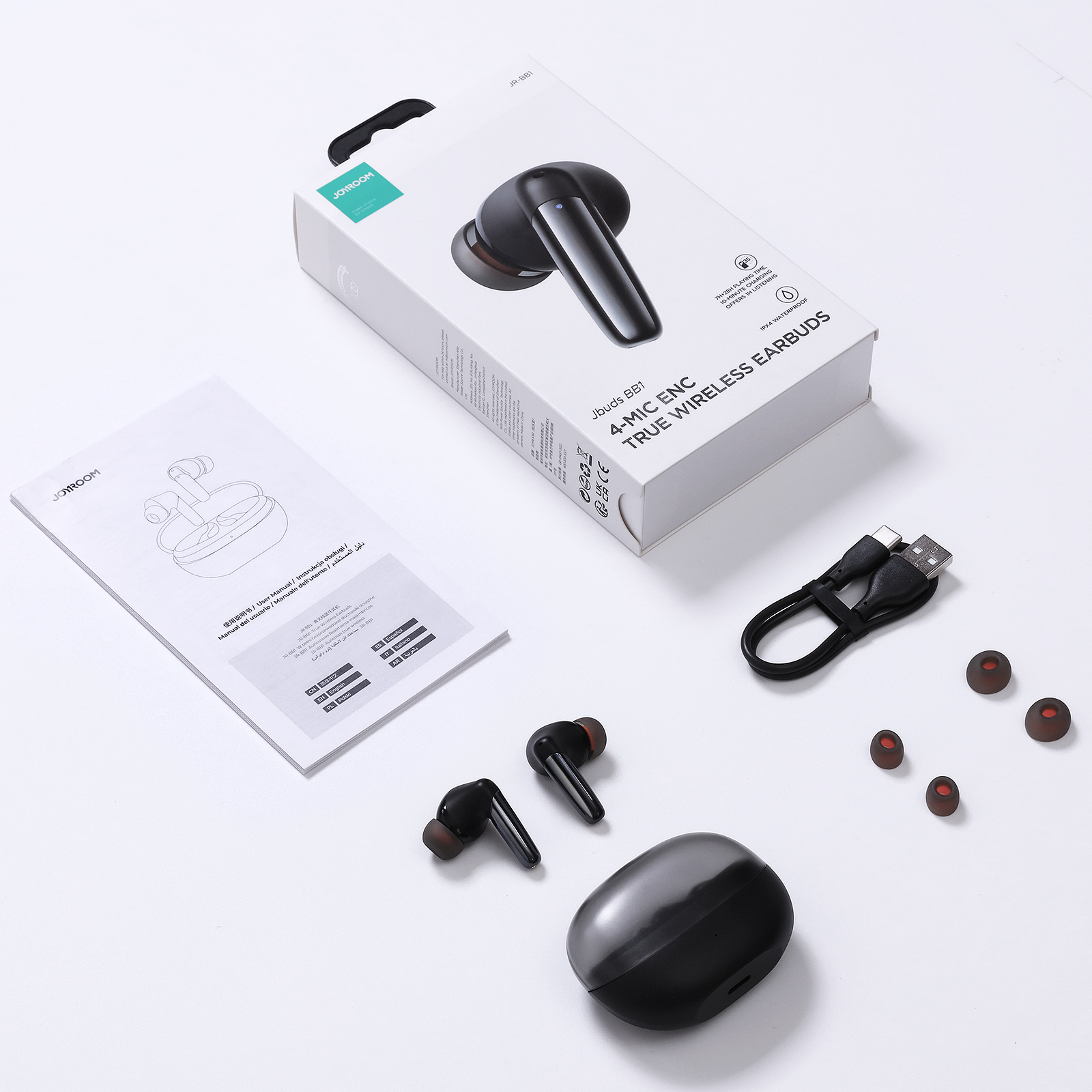 Douszne słuchawki bezprzewodowe ENC Jbuds Series USB-C czarne (8)