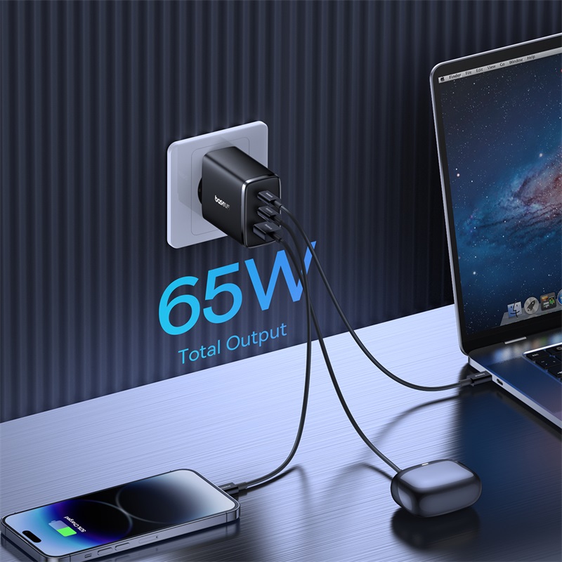 Ładowarka sieciowa GaN Cube Pro 65W 2x USB-C USB-A czarna (9)