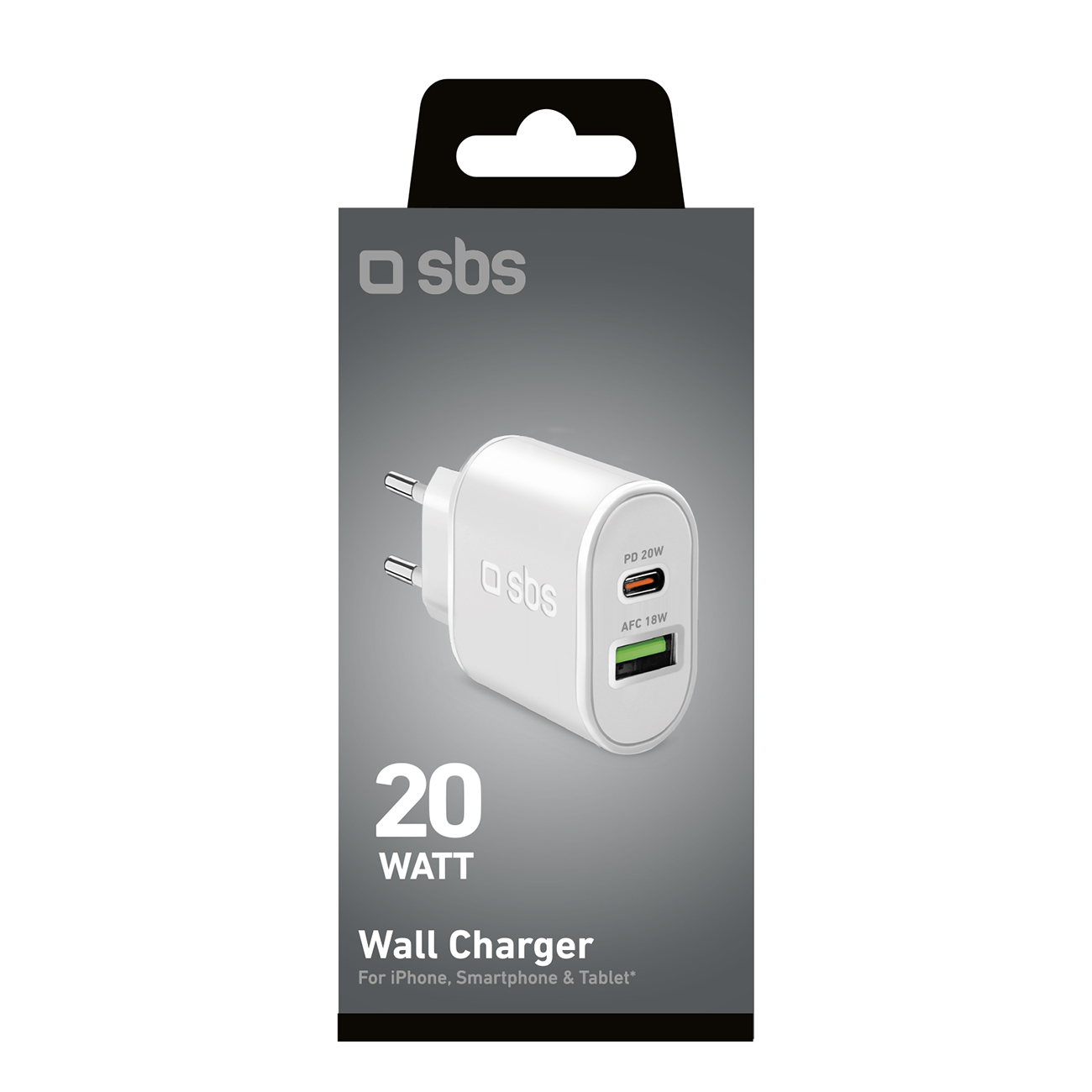 Ładowarka sieciowa Power Delivery USB-A USB-C 20W - biała (3)