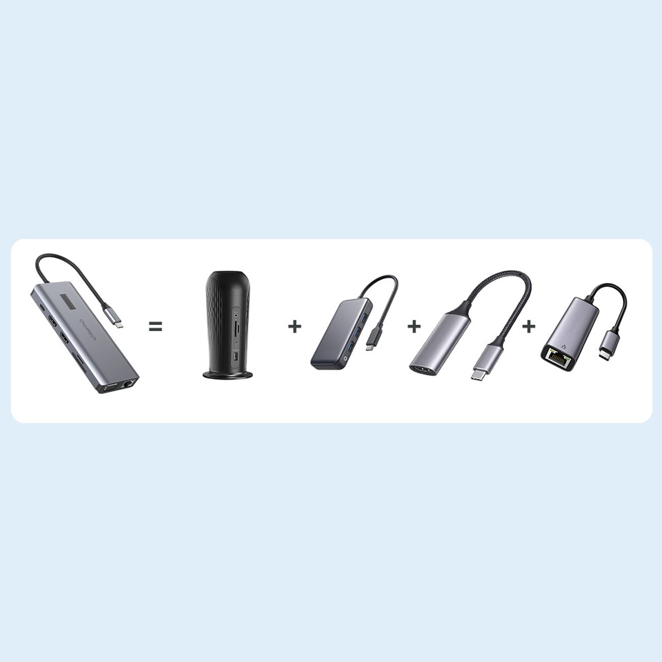 Adapter HUB wielofunkcyjny z wyświetlaczem USB-C USB-A VGA AUX SD TF 12w1 szary (8)