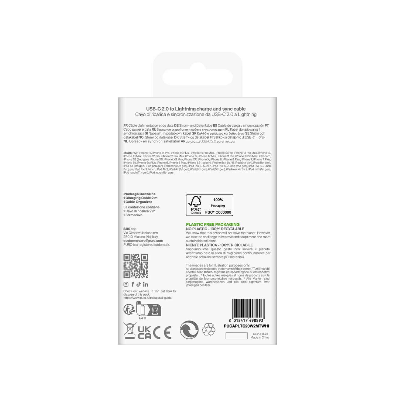 Kabel przewód USB-C - iPhone Lightning TPE 20W 2m - biały (3)