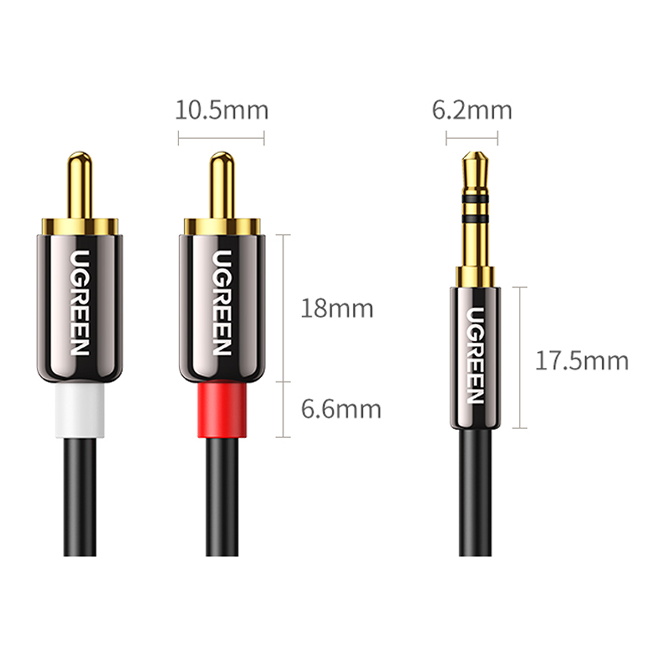 Kabel przewód audio 3.5 mm mini jack - 2x RCA 5m czarny (10)