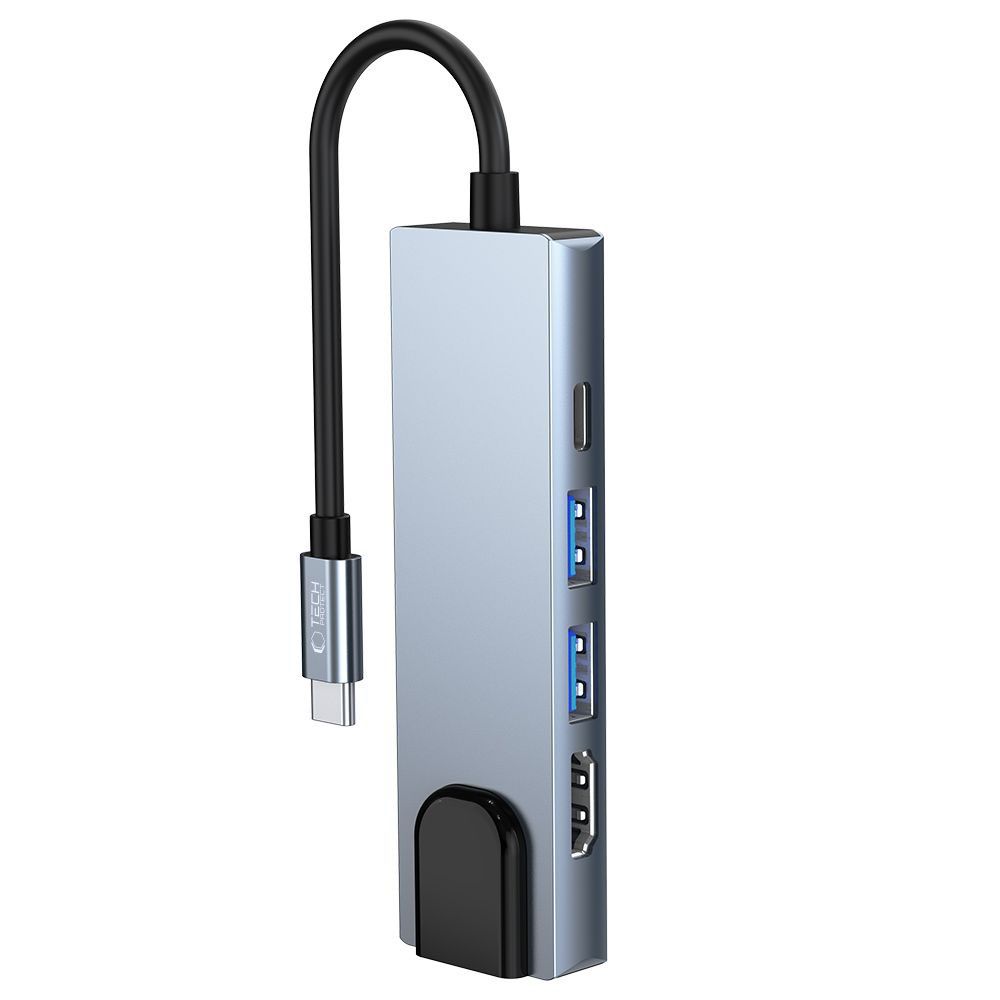 5w1 HUB rozdzielacz USB-C na USB-C USB-A HDMI RJ45 - szary (5)