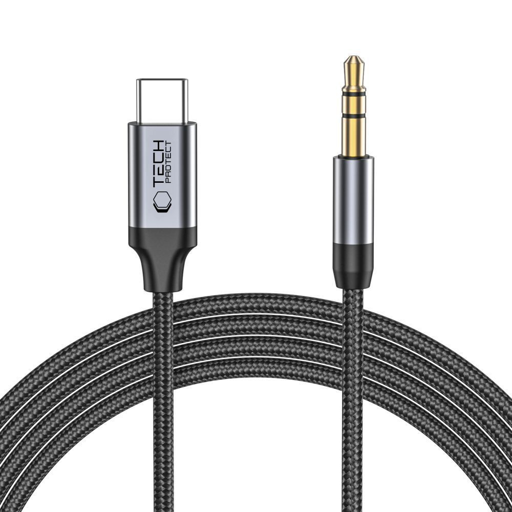 Kabel przewód audio USB-C - mini jack 3.5mm 1 m - czarny (5)