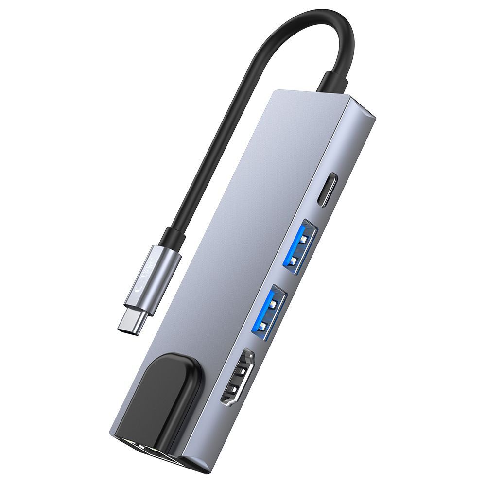 5w1 HUB rozdzielacz USB-C na USB-C USB-A HDMI RJ45 - szary (4)