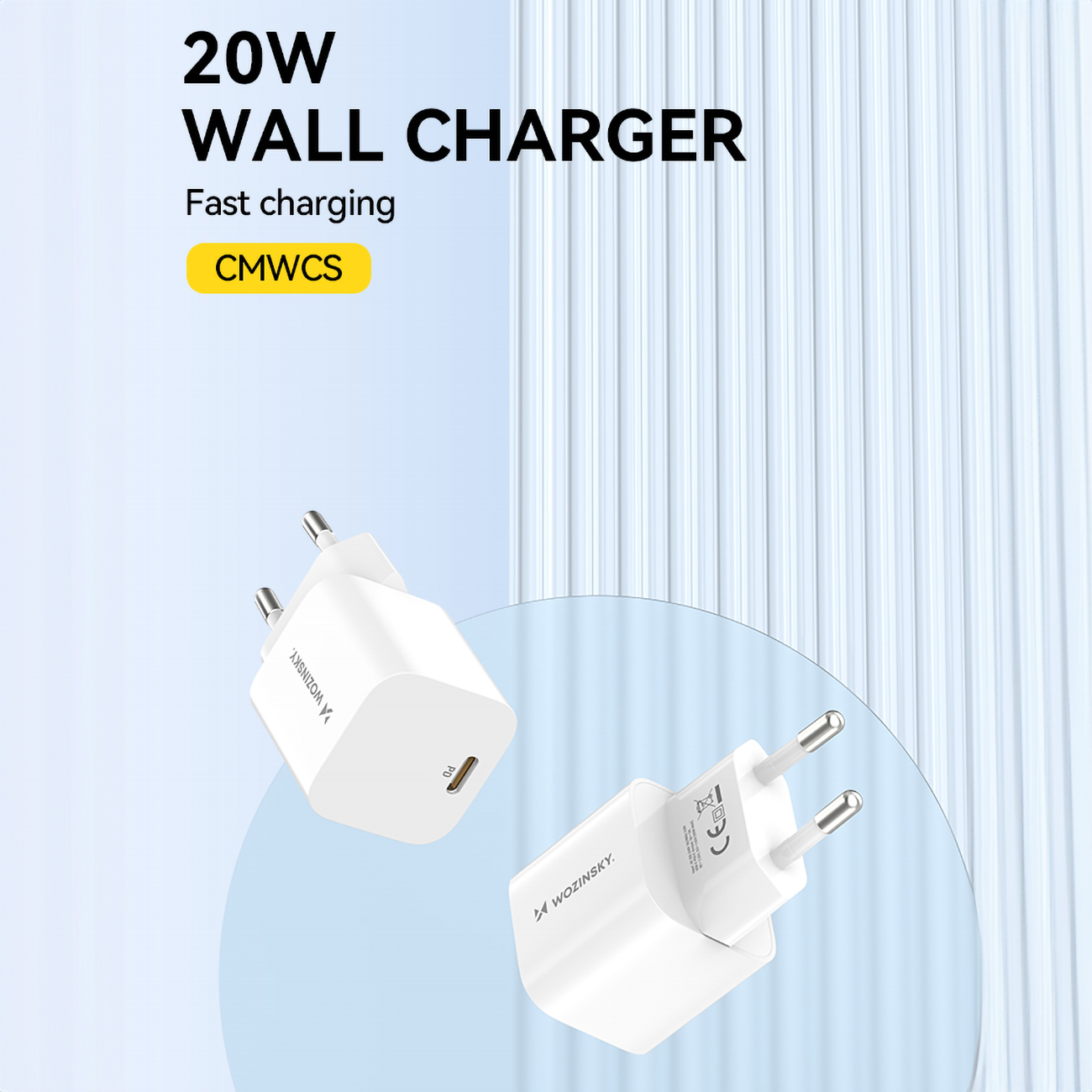 Ładowarka sieciowa 100-240V PD USB-C 20W biała (5)