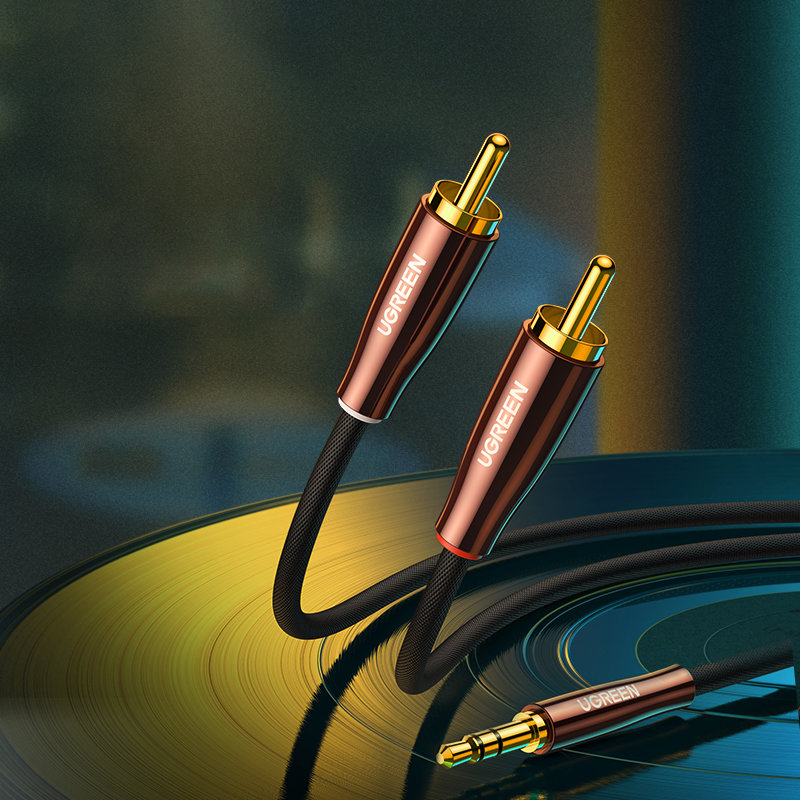 Kabel przewód miedziany audio 3.5mm mini jack - 2x RCA 2m (3)