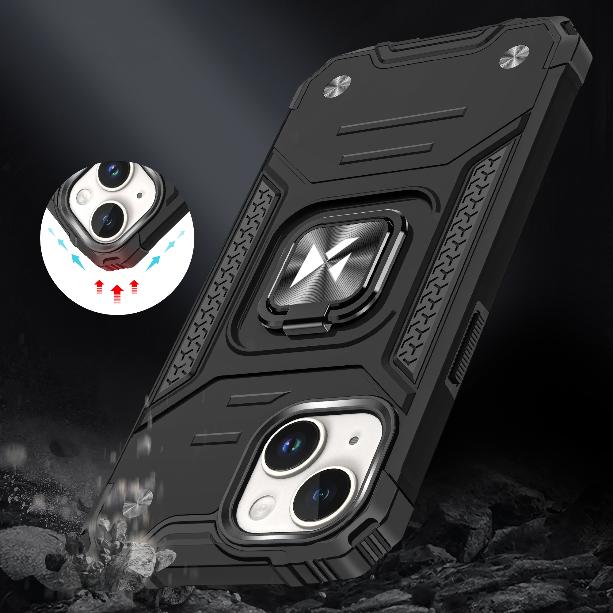 Pancerne etui z uchwytem na palec do iPhone 15 Plus Ring Armor czerwone (7)