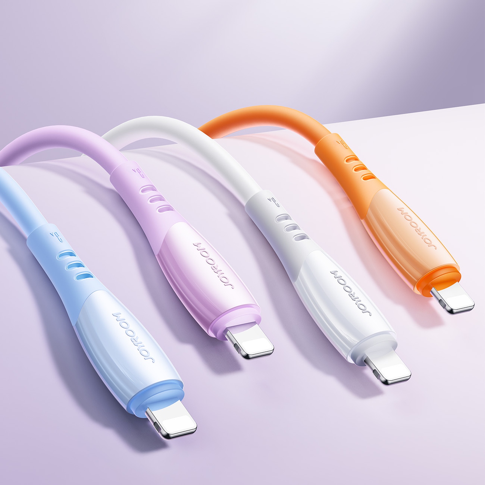 Kabel przewód USB-A - iPhone Lightning Vibrant Series 3A 1.2m - fioletowy (8)