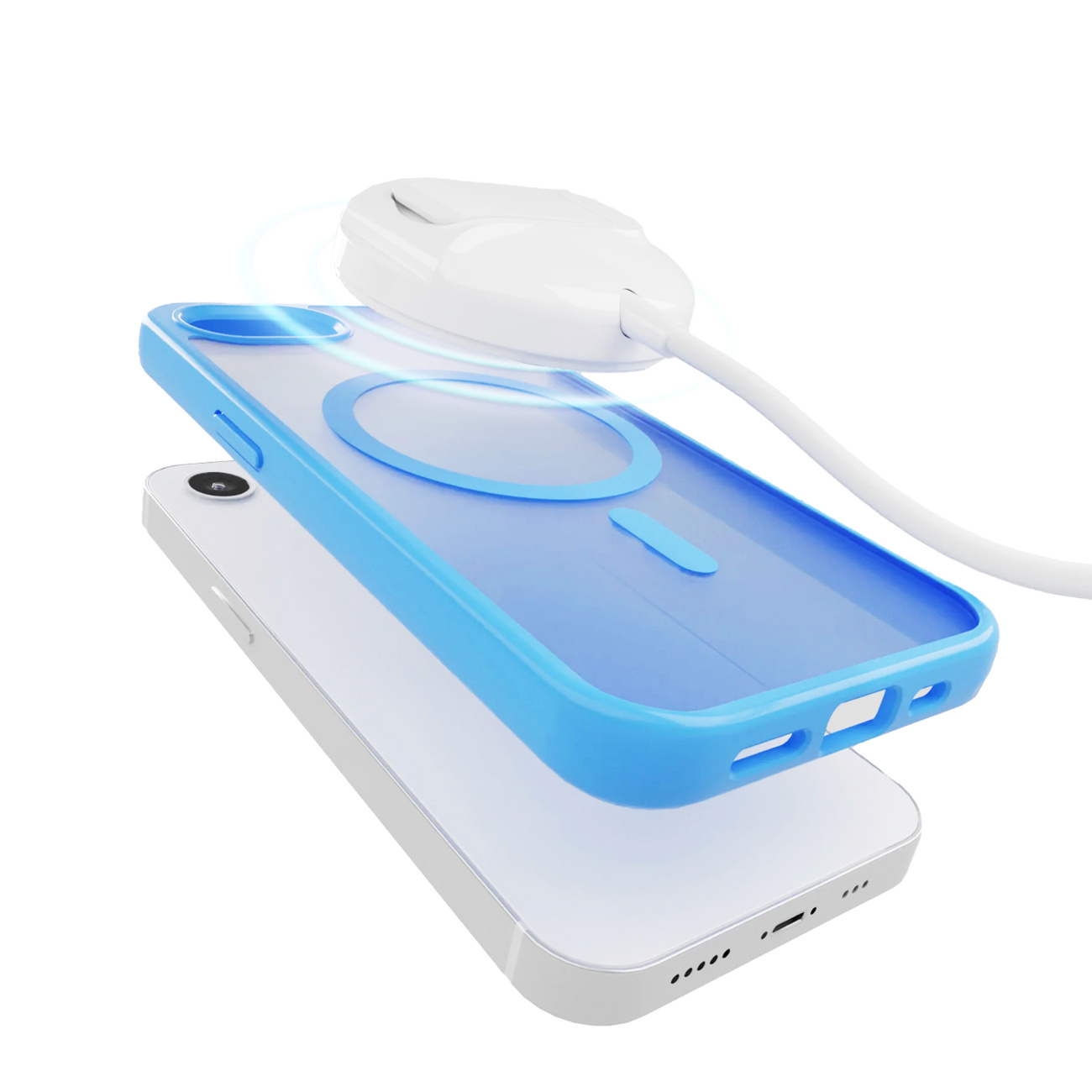 Etui silikonowe pokrowiec do iPhone 16e Gradient MagSafe - niebieskie (3)
