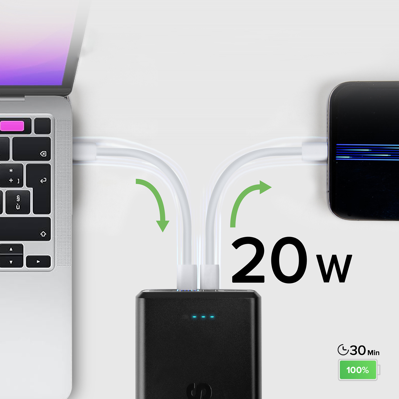 Powerbank 30000 mAh USB-C USB-A - czarny (9)