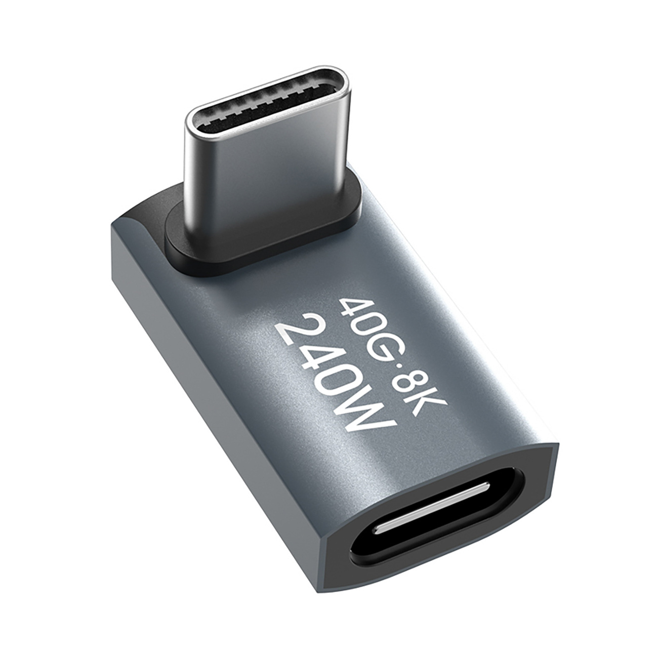 Adapter przejściówka kątowa USB-C 40Gb/s 240W 8K OTG - szara (4)